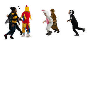 kids in animal costumes running around