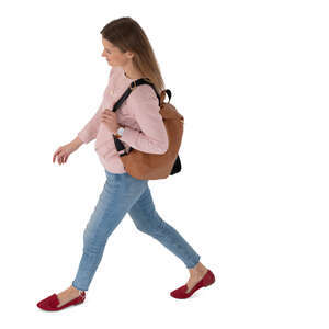 woman walking isolated on white background