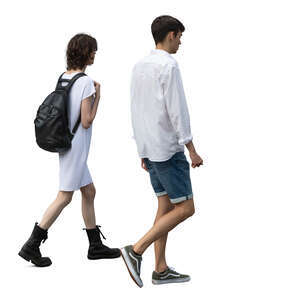 young man and woman walking