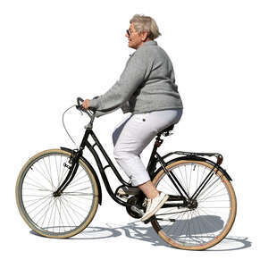 middle aged woman riding a bike