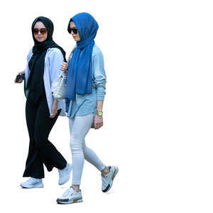 two young muslim women walking