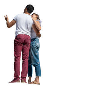 man and woman standing on a balcony and talking