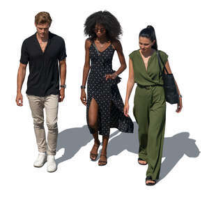 cut out top view of three people walking