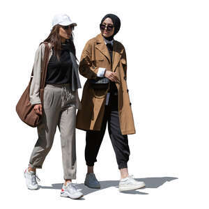 two women walking and talking