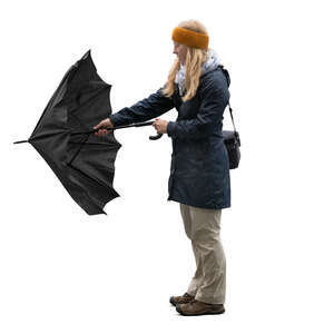 woman opening an umbrella