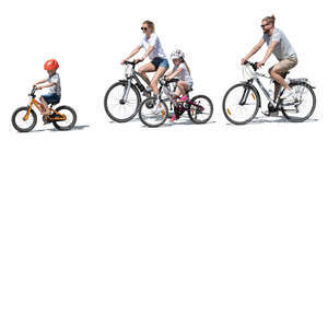 family with kids riding bikes