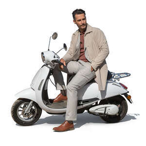 man sitting on a electric moped