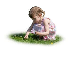 little girl picing flowers