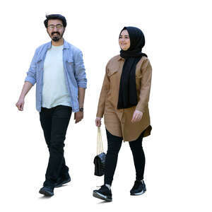 middle eastern man and woman walking