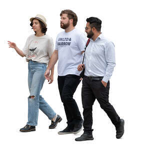 group of three people walking