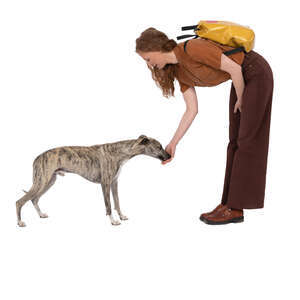 cut out woman petting a dog