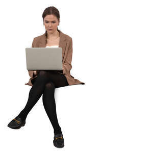 woman with a laptop sitting and working