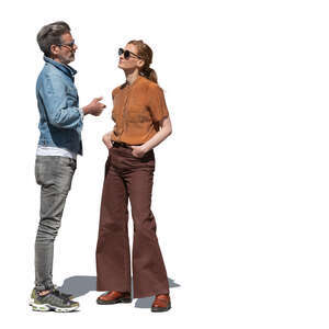 man and woman standing and talking