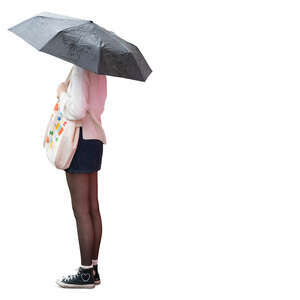 woman with an umbrella standing in the rain