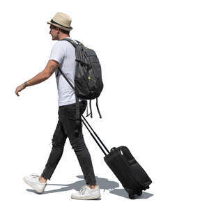 man with bags and suitcases walking