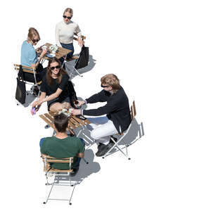 scene of people sitting in a cafe seen from above