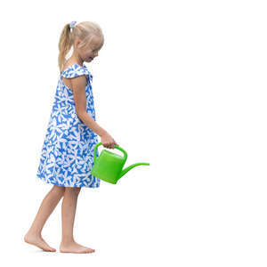 little girl watering plants