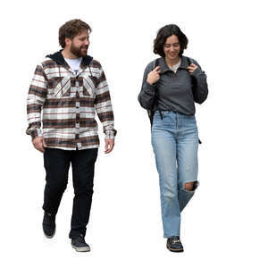 man and woman walking in the street