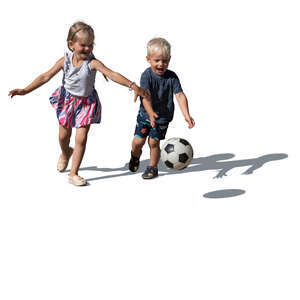 two kids playing with a ball