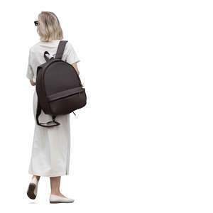 woman with a large backpack walking