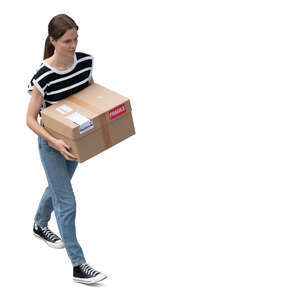 woman carrying a box seen from above