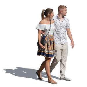 couple walking in sunlight