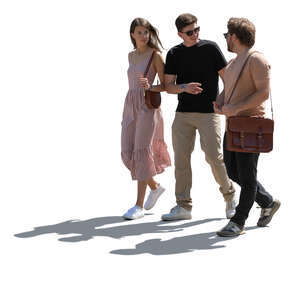 group of three people walking
