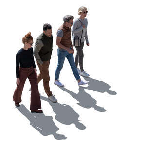 top view backlit image of people walking