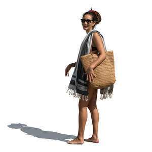 woman going to the beach