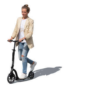 woman riding a scooter