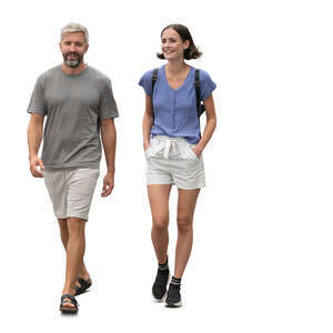 man and woman walking