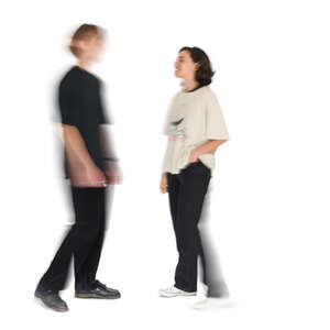 motion blur image of two people standing