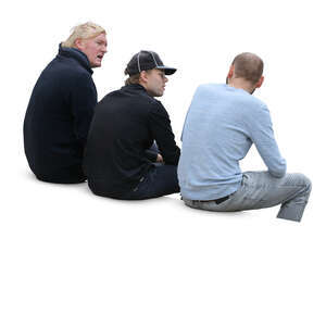 group of three men sitting