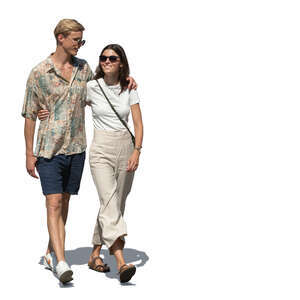 couple walking outside in sunlight