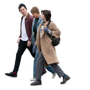 three young people walking