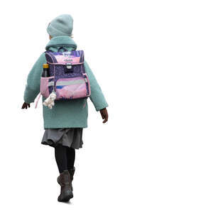 school child in winter walking