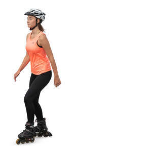 young woman roller skating