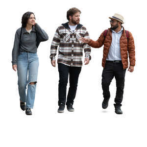 group of three people walking