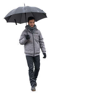 cut out man with an umbrella walking