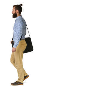 hipster man with a beard walking