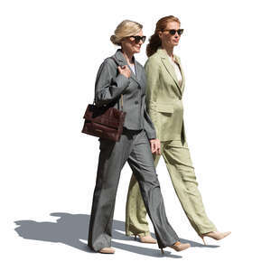 two cut out businesswomen walking