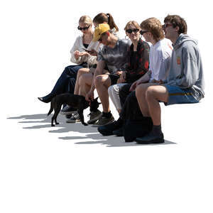 cut out group of people sitting in a row and talking