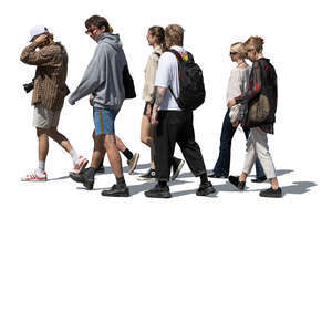 cut out group of young adults walking