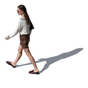 cut out top view of a woman walking