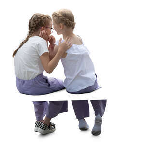 cut out two little girls sitting and whispering