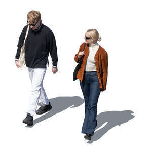 cut out top view of two people walking