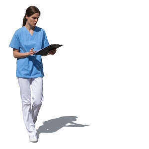 cut out female medical worker walking