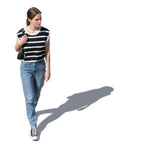 cut out top view of a woman walking