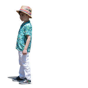 little boy with a hat standing