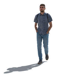 cut out backlit man walking